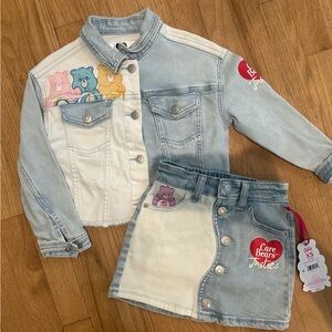 Justice Kids Denim Jacket and Skirt Set - Blue and White